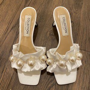 Charles & Keith Bridal Collection White Pearl Slingback Heels - Size 7